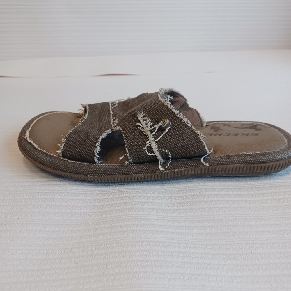Skechers Slides Mens 9 Brown Men Frayed Sandal